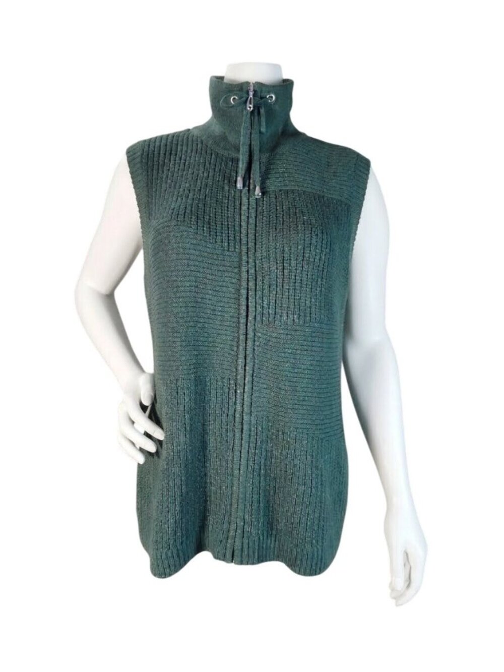 Christopher & Banks Cotton Funnel Neck Vest L GUC
